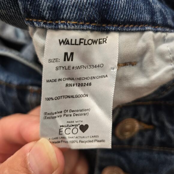 NWT Wallflower Girlfriend Straight Distressed Overalls Denim Jeans Size M Medium - Picture 10 of 11